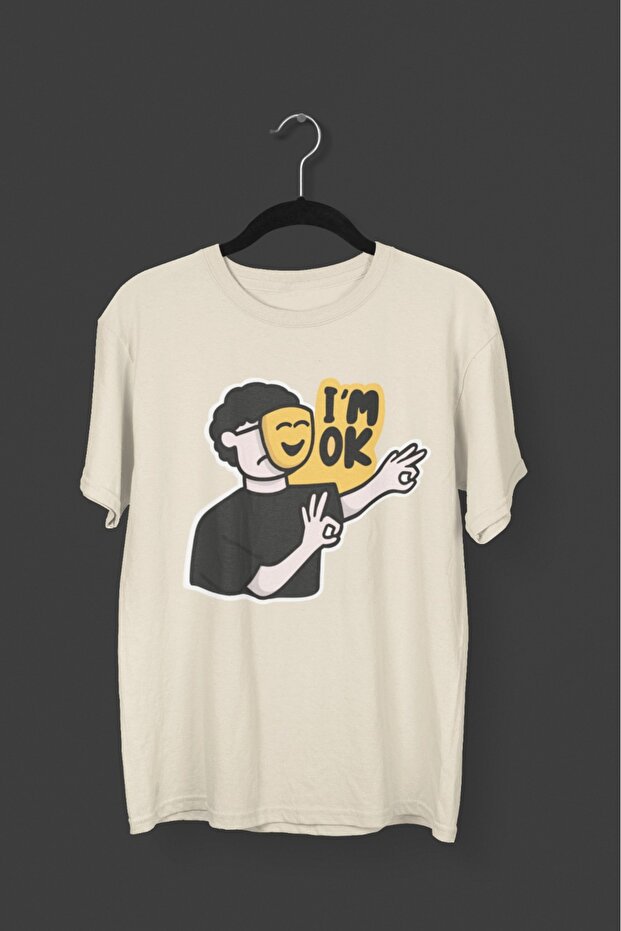 Men/Women -I Am Ok - Transfer Printed Round Neck Short Sleeve Tee
