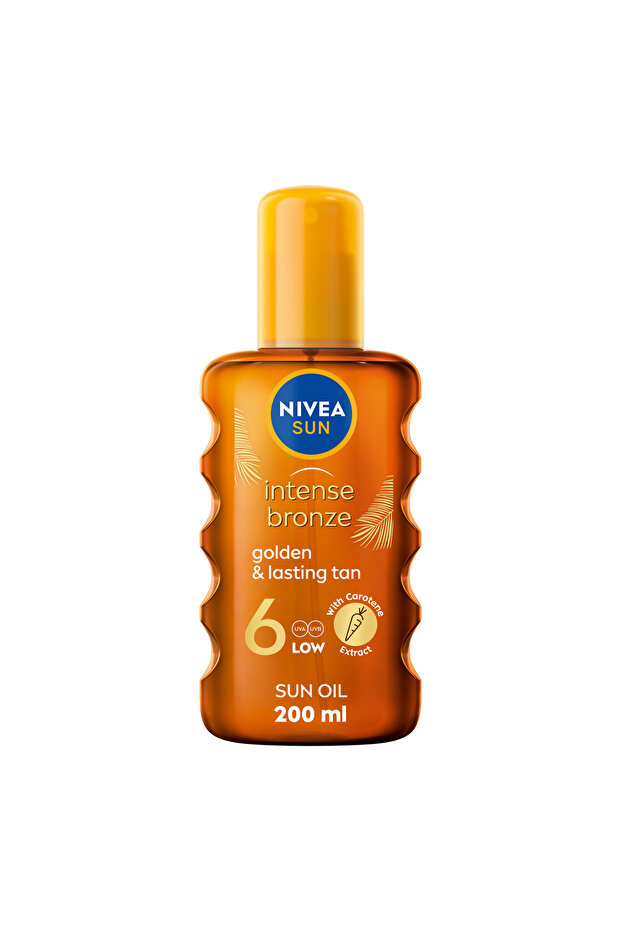 NIVEA SUN Carotene Tanning Oil Spray SPF 6 with Vitamin E & Jojoba Oil, Hydrating Golden Tan, 200ml