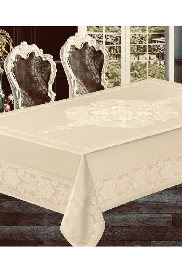 Jumbo jakar polyester sıvı geçirmez pano desen lüks leke tutmayan kumaş masa örtüsü - 1