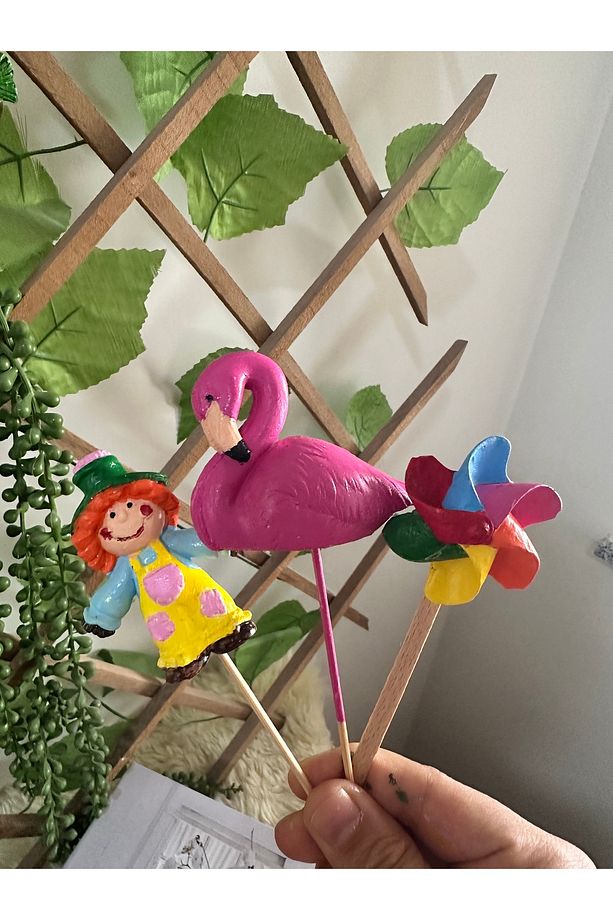 3’lü rüzgar gülü ,flamingo,palyaço/el yapımı - 3