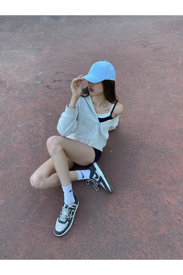 Ayarlanabilir Basic Unisex Bebe Mavisi Düz Spor Şapka - 6