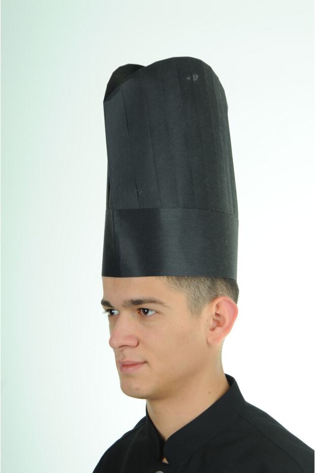 Bekiz Cook Cap Bekiz Disposable Cook Cap - Hat 30 cm Black 20 Pieces