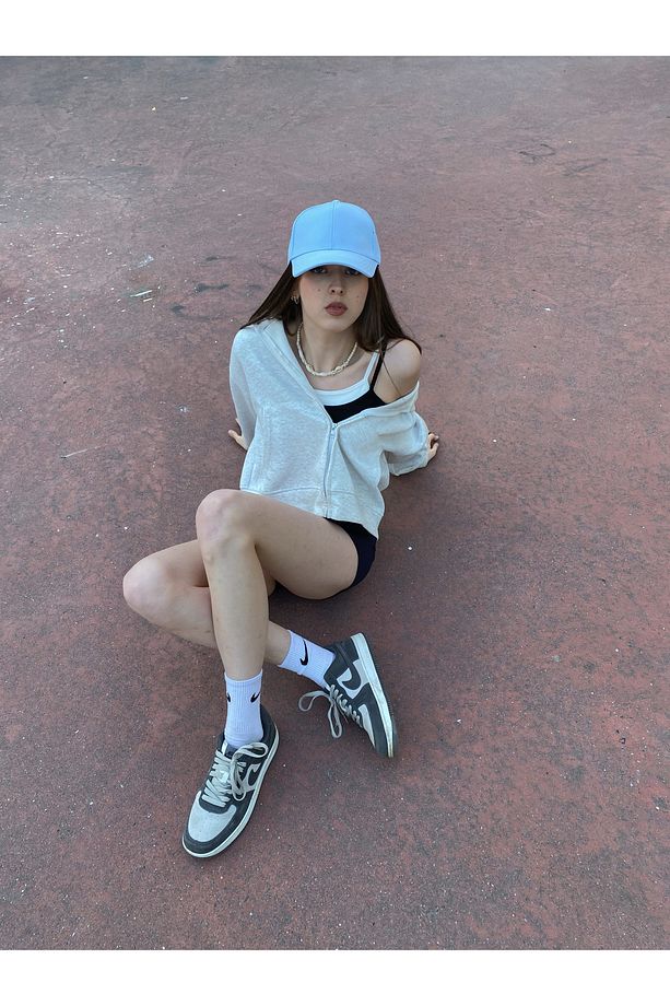 Ayarlanabilir Basic Unisex Bebe Mavisi Düz Spor Şapka - 5