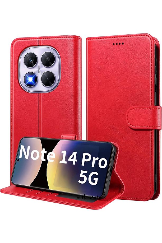 Xiaomi Redmi Note 14 Pro 5G Kılıf 360 Tam Kaplar Deri Dokulu Kapaklı Cüzdan Stand Kartvizitli Kapak - 1