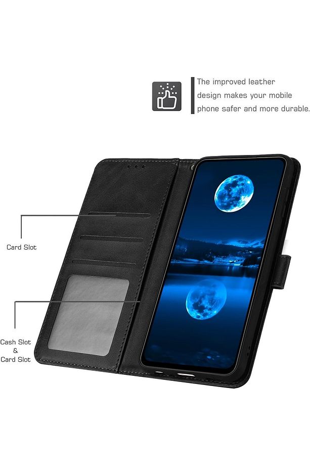 Xiaomi Redmi Note 14 Pro 5G Kılıf 360 Tam Kaplar Deri Dokulu Kapaklı Cüzdan Stand Kartvizitli Kapak - 3