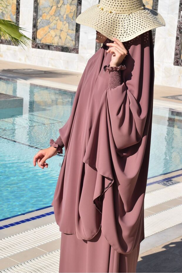 Headed Afghan suit with needle veil MEDINA SILK