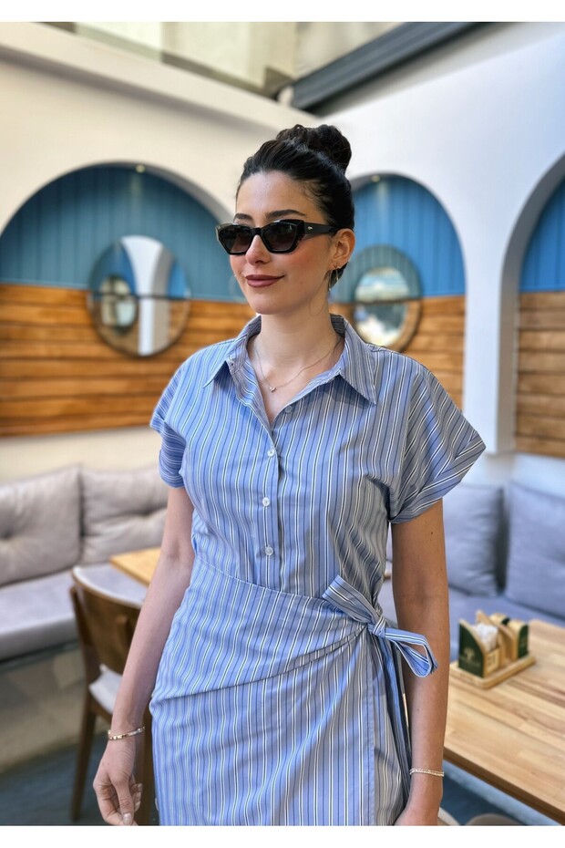 Ocean Mavi Kısa Elbise - 1