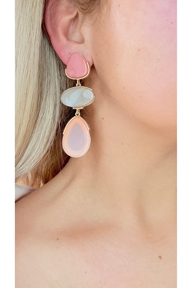 Triple Dangle Pink Earrings