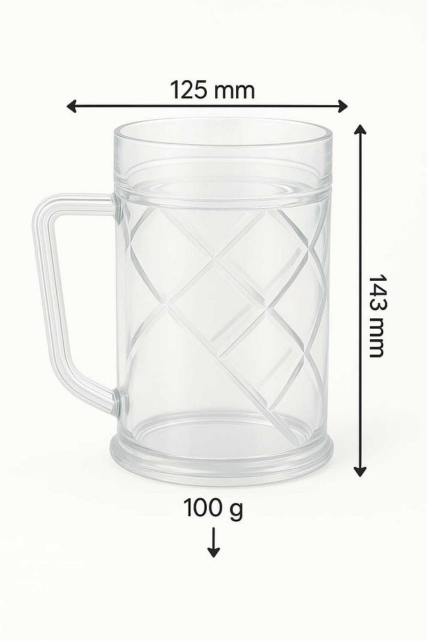6 Adet Polikarbon Kırılmaz Bardak 500 ml, Ayran Bardağı, Bira Bardağı, Su Bardağı (Cam Değildir) - 7