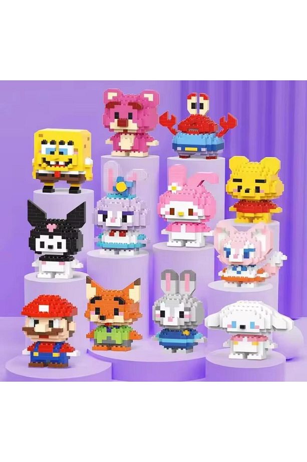 Sanrio Hello Kitty Ve Stella 2li Set Bricks Karakter Figürü 3D Yapboz Puzzle Yapı Oyuncakları - 5