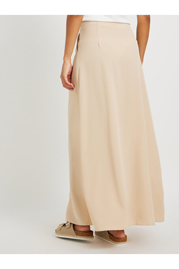 تنورة ماكسي سادة مطوية على شكل حرف A - 4