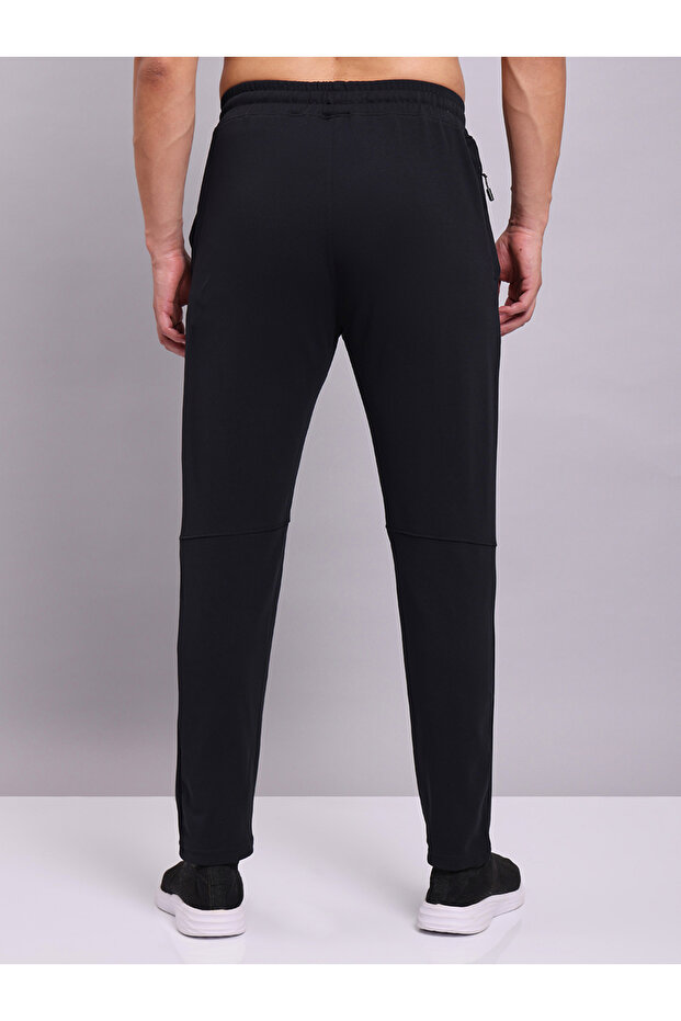 Men Black Solid 4-Way Stretch Track Pants