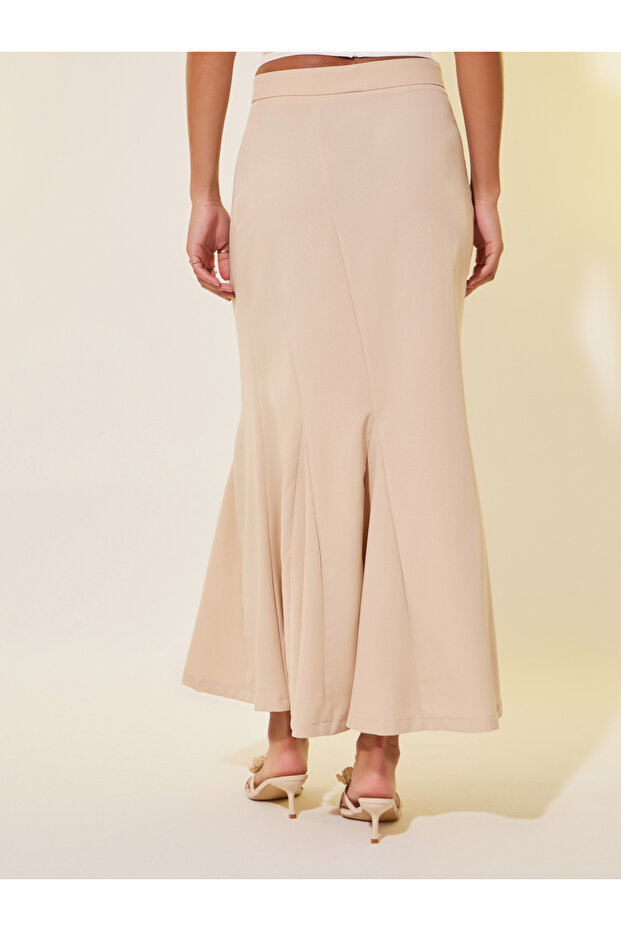 تنورة ماكسي حورية البحر الصلبة مع سحاب جانبي مخفي - 4