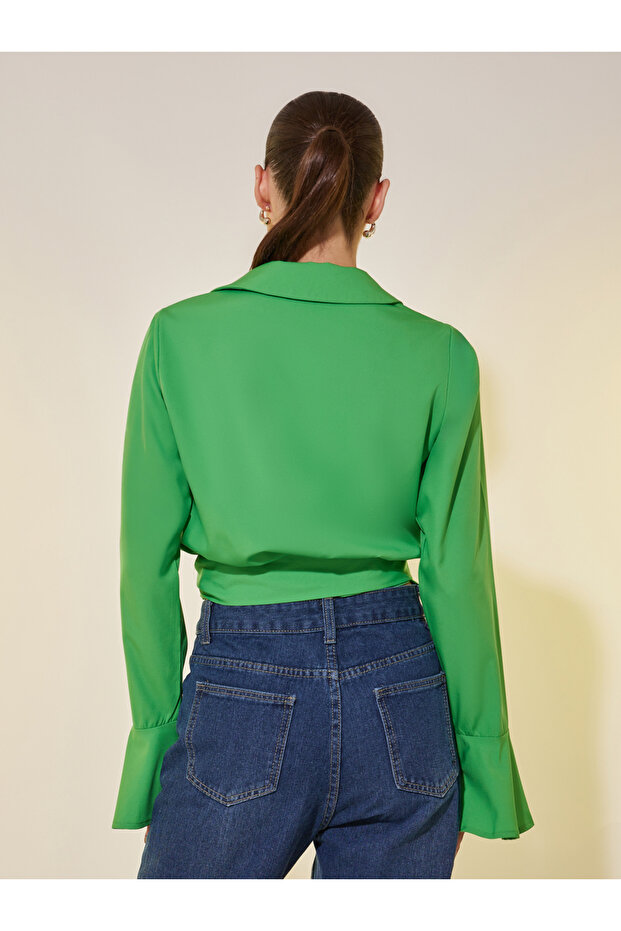 بلوزة ملفوفة بأكمام طويلة وقصيرة - 4