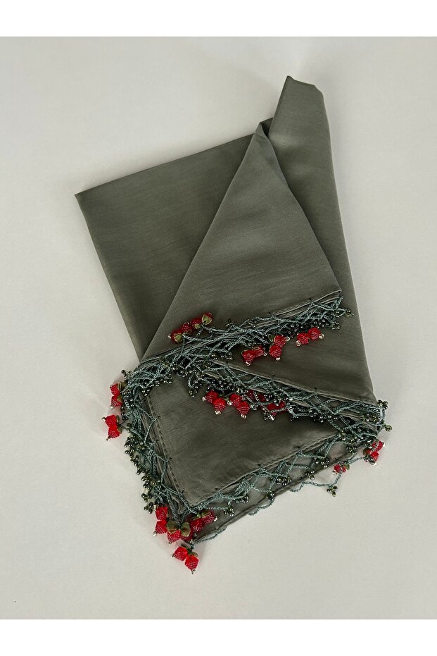 Handmade Cherry Embroidery Writing Edge Beaded Cheesecloth Handcrafted Embroidery 100X100Cm 4 Edges Embroidered