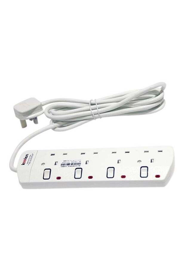 4-Way Plug Socket White - 1