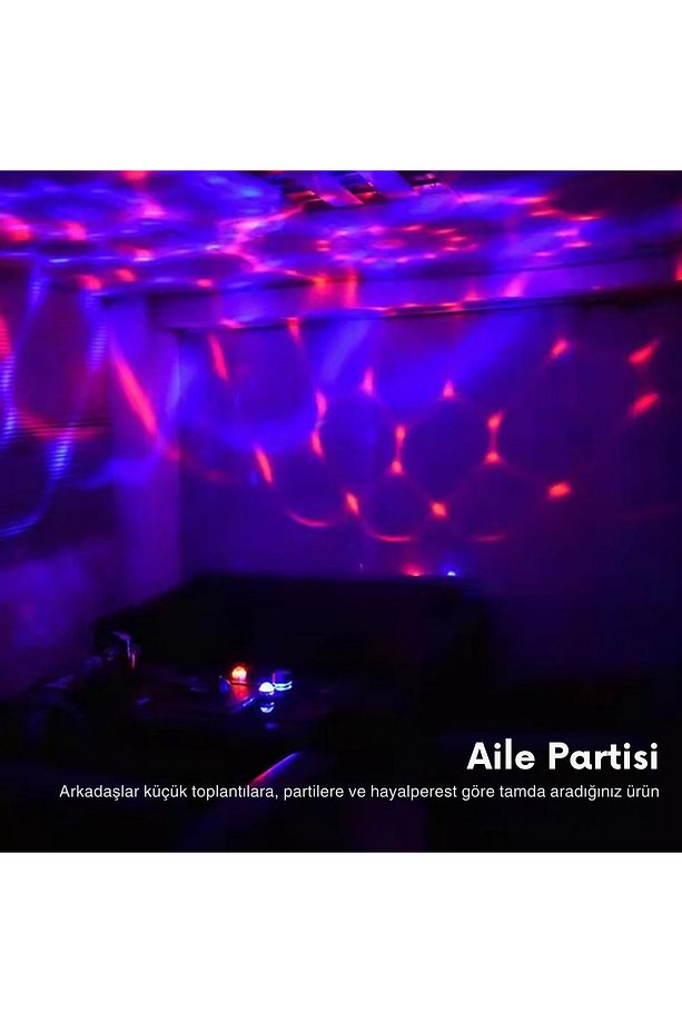Hareketli Dönen Başlıklı Minimal Tasarımlı Galaxy Gece Lambası Ve Projeksiyon Eğlenceli Disko Topu - 5
