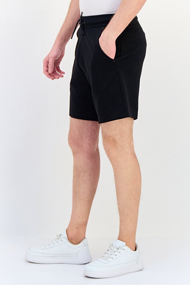 شورت رجالي سادة برباط للإغلاق، أسود - 2