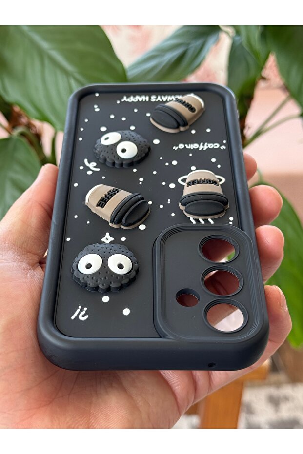 Galaxy M34 Compatible Case Designed Patterned Camera Protected Coffee Cookie Black Soft Silicone Cap with Case Design - 6