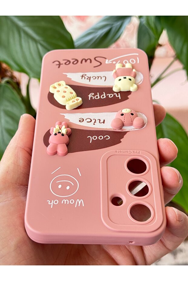 غطاء حماية من السيليكون الناعم باللون الوردي على شكل أرنب لهاتف Galaxy A35 مع تصميم مزخرف لحماية الكاميرا - 8