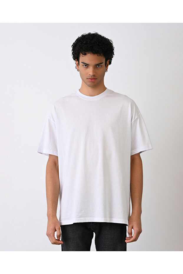 Men's Oversize Basic Crew Neck T-Shirt - 1