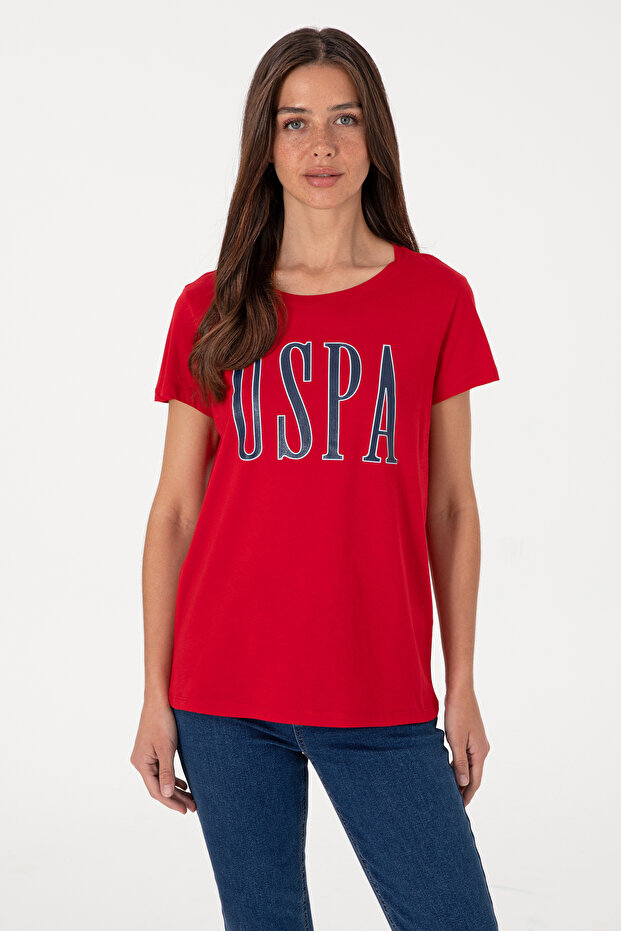 Women's Red Crew Neck T-Shirt 50305842-Vr030