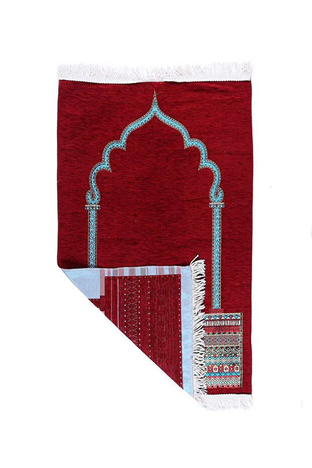 سجادة صلاة من البوليستر بتصميم قوسي منقوش (68 × 115 سم) - 4