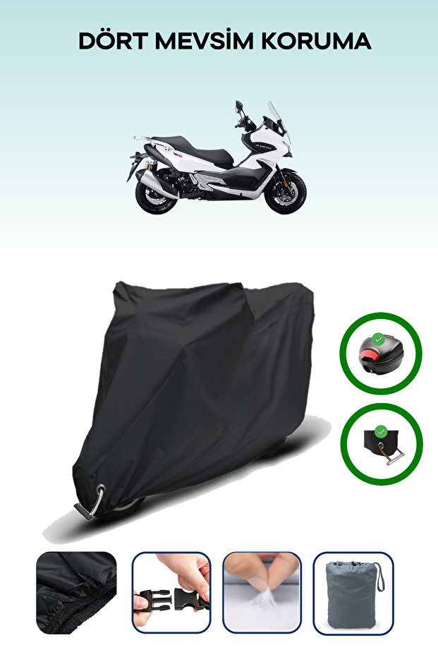 Black Rks Blade 250 Pro Rear Bag and Lock Compatible Motorcycle Tarpaulin, Safe