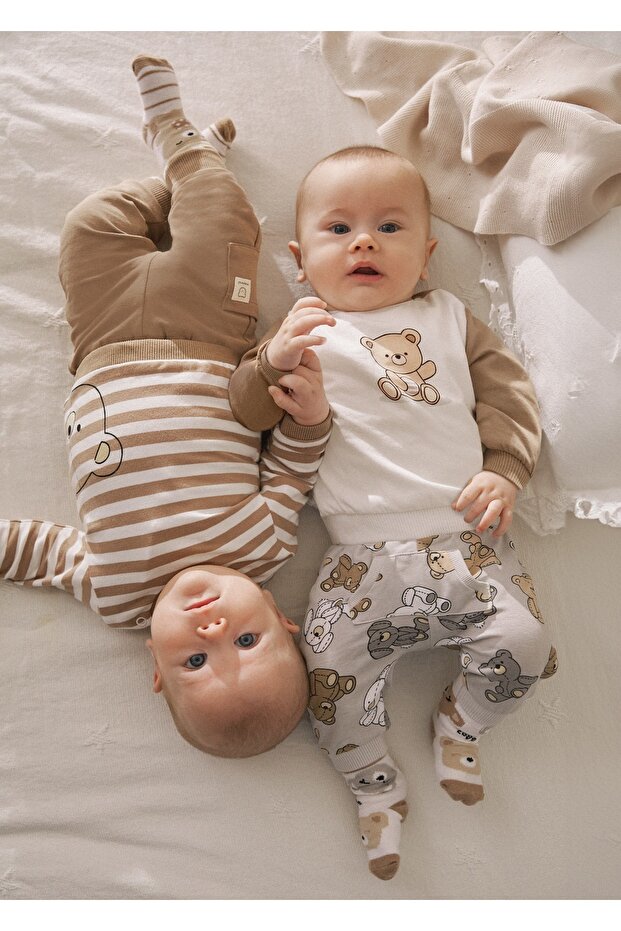 Baby Boy 4-Piece Top and Bottom Set Brown 1612