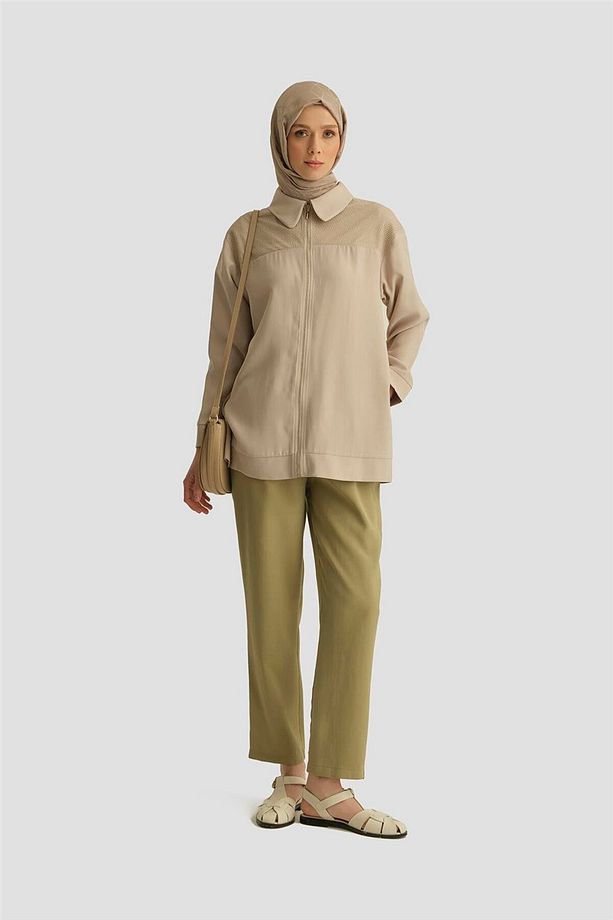 File Detaylı Tunik 25YD4228-1 Bej - 2