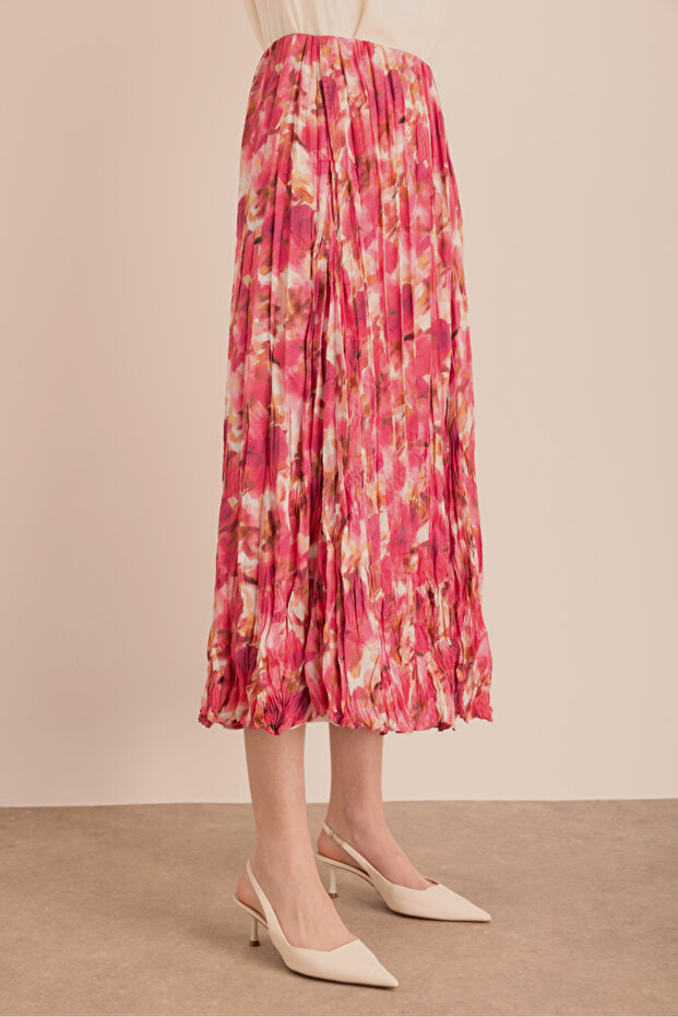 Fustă cu model și efect de ras - 5