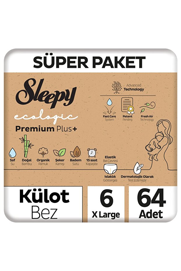 Ecologic Premium Plus Süper Paket Külot Bez 6 Numara Xlarge 64 Adet - 1