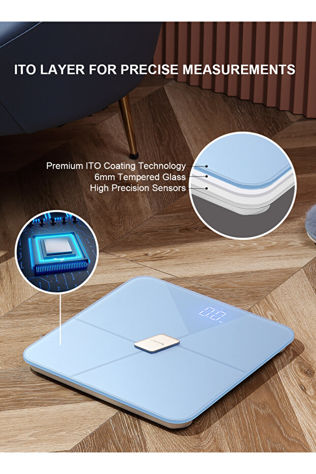 Digital Personal Scale with Bluetooth - LED Smart Body Scale, 13 Metrics, APP Sync - 4