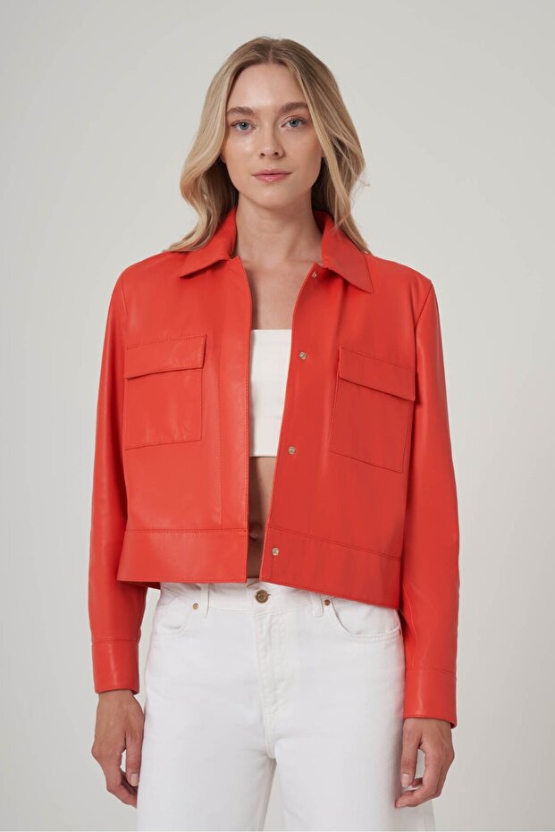 Çıtçıtlı Deri Mont - 1