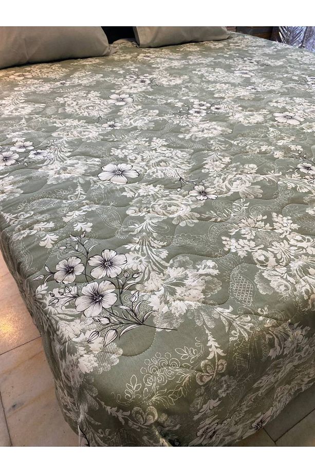 Çift Kişilik Kapitoneli Battal Boy Pamuklu Yatak Örtüsü Takımı - 7