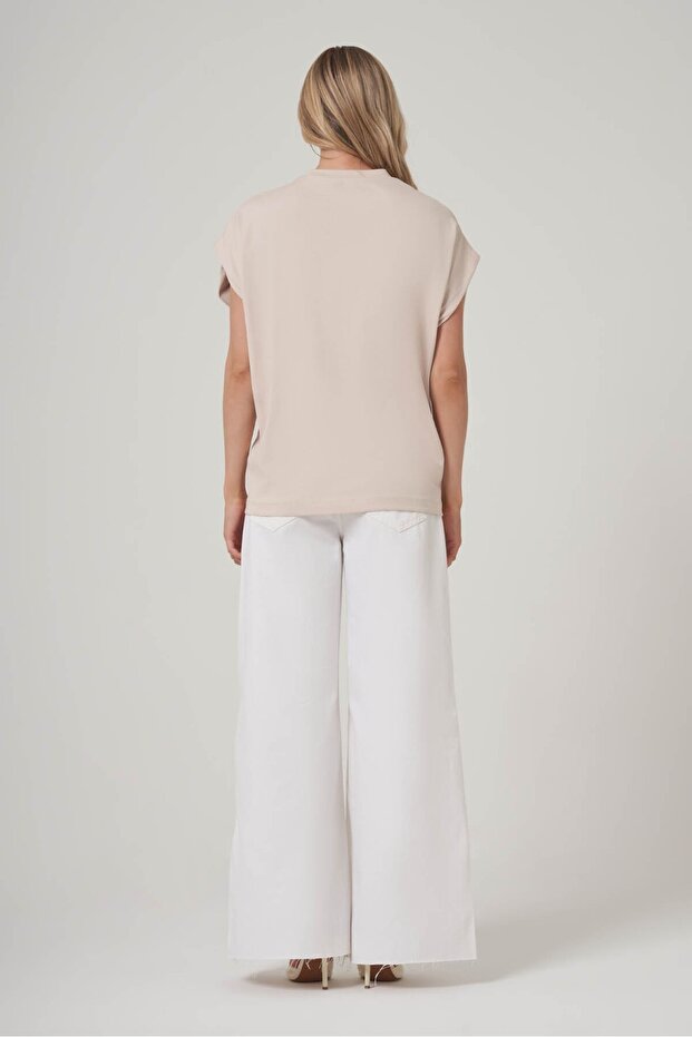 Oversize Sıfır Yaka Tshirt - 3