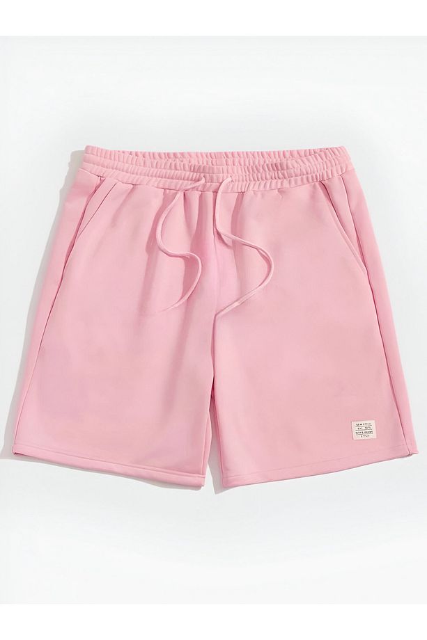 PEMBE NEWSTYLE BASKILI UNİSEX ŞORT - 1