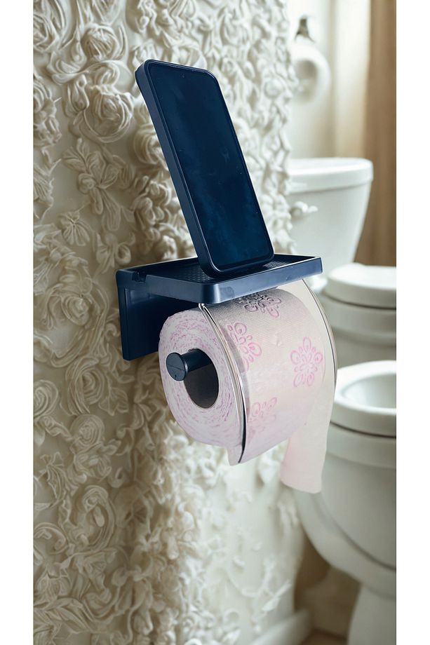 Yapışkanlı Kapaklı Tuvalet Kağıdı Askısı & Banyo Tuvalet Kağıtlığı & Peçetelik Organizer - 3