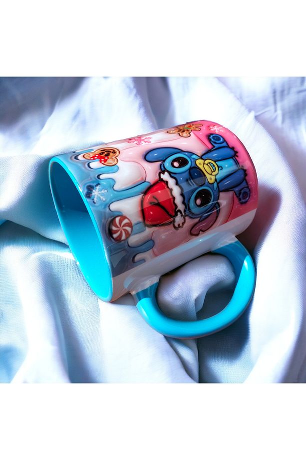 Stitch ve Angel Hediyelik Porselen Kupa- Doğum Günü Hediyesi Ev Ofis Kupası - 6