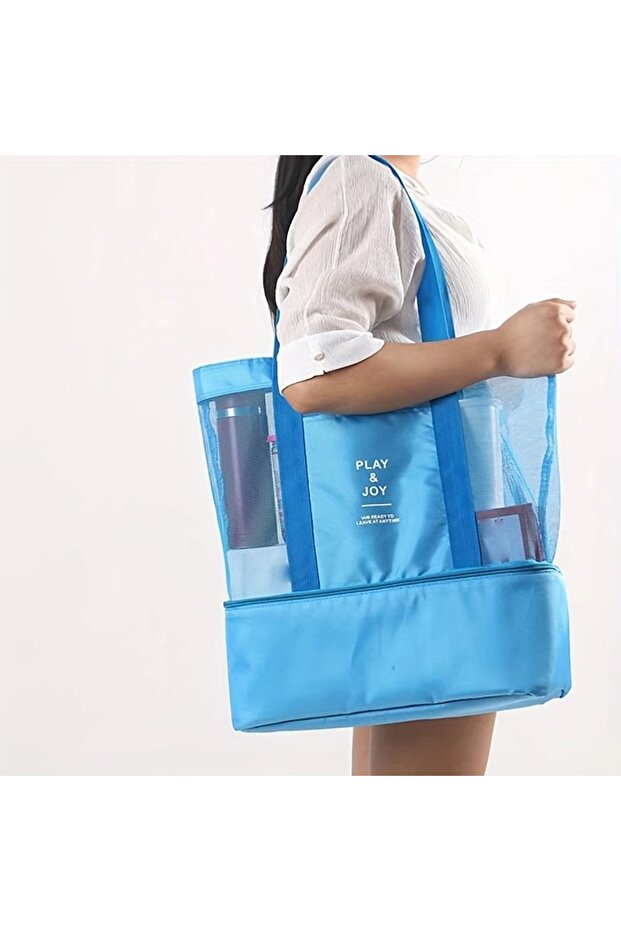 Lightweight Foldable Beach Bag with Cooler Compartment, Gym, Picnic, Outdoor Activity, Vacation Bag