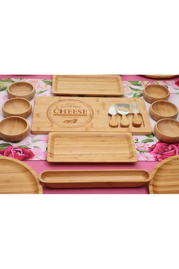 Cradle 6 Kişilik 20 Parça Doğal Bambu Kahvaltı Takımı – Kahvaltı Seti Sunum Seti - 2