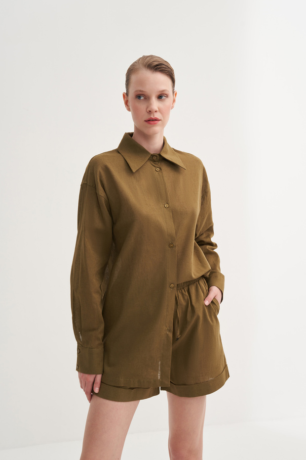 Basic Keten Gömlek - 4