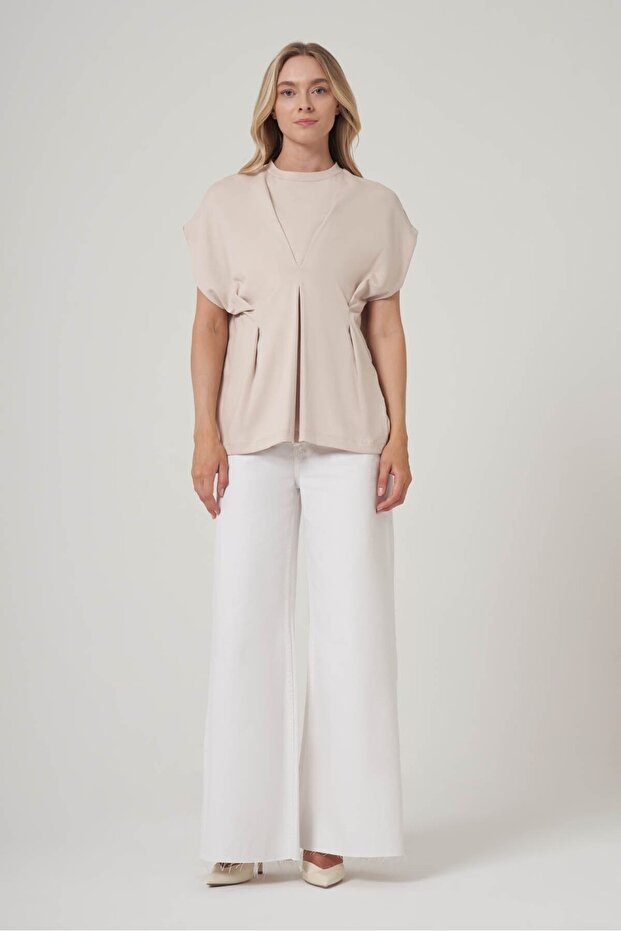 Oversize Sıfır Yaka Tshirt - 1