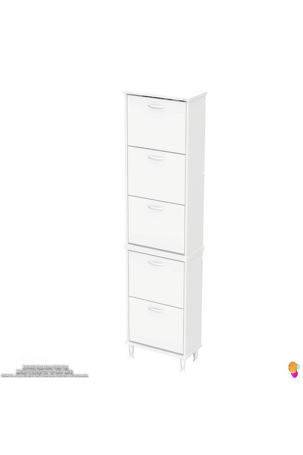 Varbi Umay' 2 Li Kapı Önü 52x205x26 Cm’ Lik 5 Düşer Kapak 10 Göz Bölmeli Ayakkabılık - 7