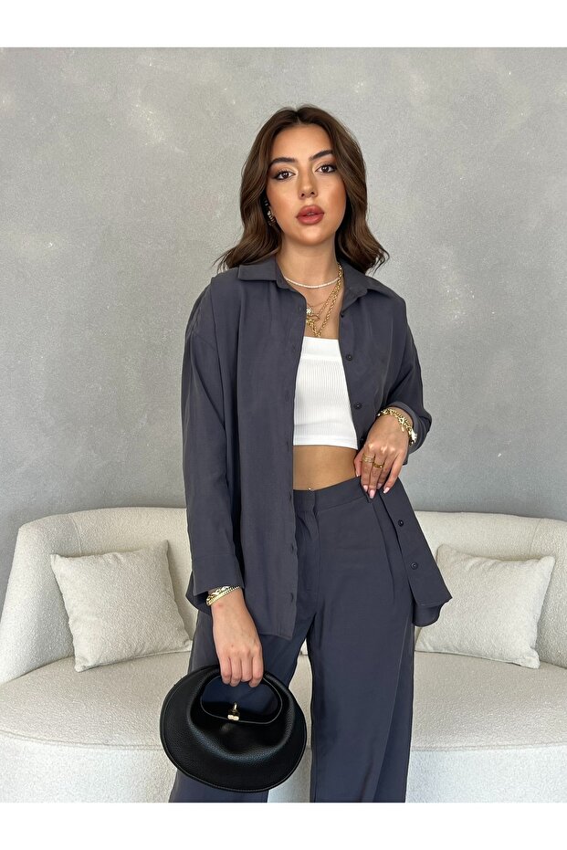 Oversize Modal Kadın Gömlek - 3