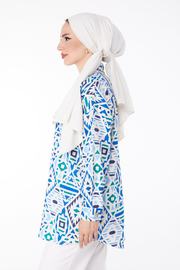 تونيك منقوش باللون الأزرق - 25611 - 4