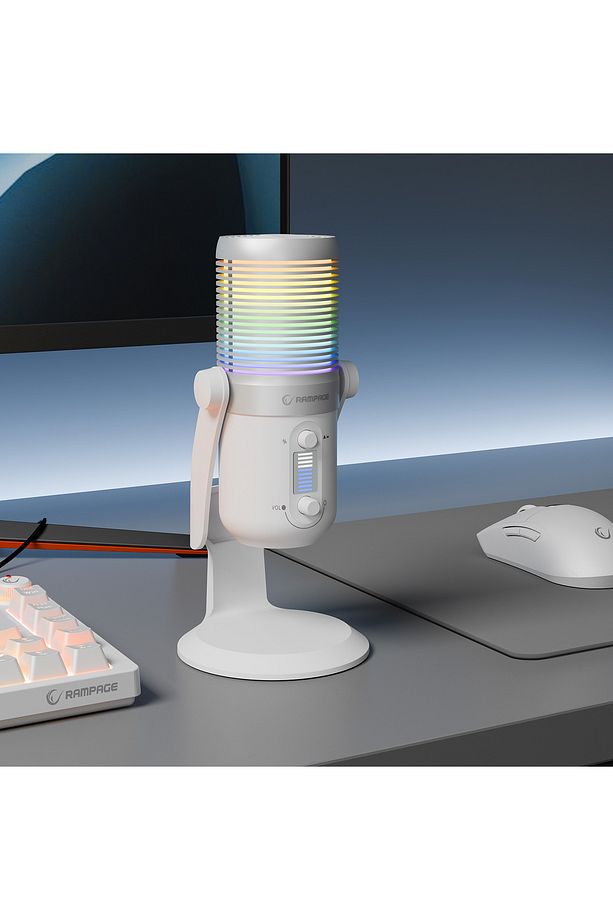 Diyez Beyaz Rgb Ses Gösterge Mikrofon Oyuncu Mikrofonu Yayıncı Mikrofonu Youtuber Mikrofonu - 5