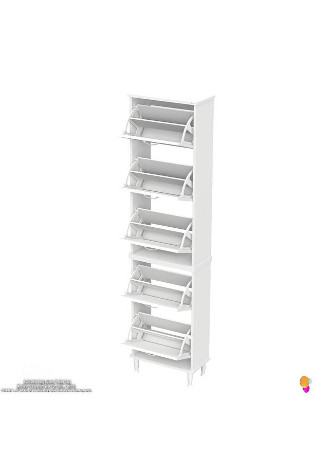 Varbi Umay' 2 Li Kapı Önü 52x205x26 Cm’ Lik 5 Düşer Kapak 10 Göz Bölmeli Ayakkabılık - 8