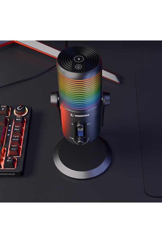 Diyez Siyah Rgb Ses Gösterge Mikrofon Oyuncu Mikrofonu Yayıncı Mikrofonu Youtuber Mikrofonu - 3
