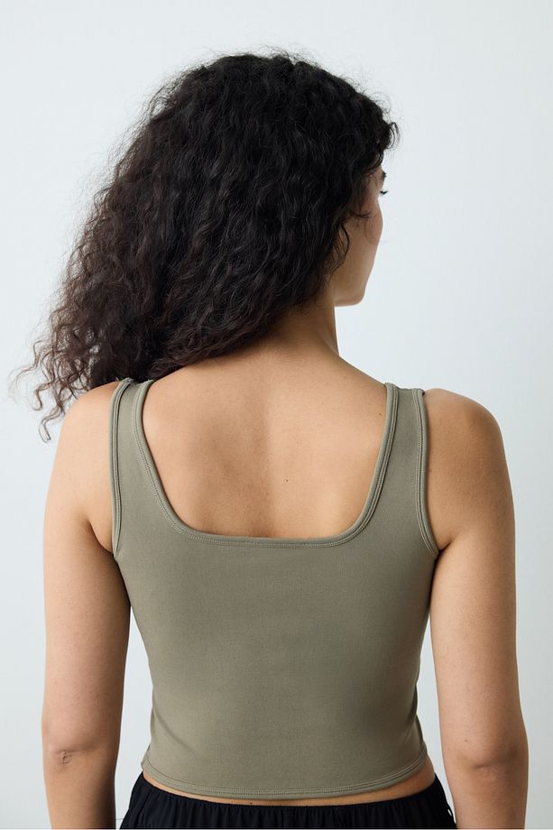 Corset Look Seamless Haki Üst - 4